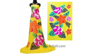 yellow rayon sarongs handpainting made in bali